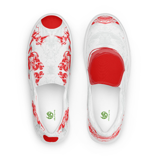 Introducing the "RedOnes" ...the light red and white Women Slip on Canvas Shoes in the 2023 ACVKs shoe line.