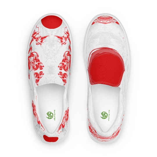 Introducing the "RedOnes" ...the light red and white Women Slip on Canvas Shoes in the 2023-2024 ACVKs shoe line.