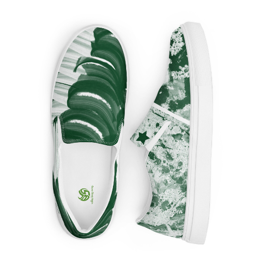 Say hello to "theGreenOnes" the green and white Women Canvas Slip on Shoes inspired by the flag of Pakistan. These kicks provide a comfortable, colorful, fun,alternative to the shoes players wear to and from practices, games and most of all tournaments.