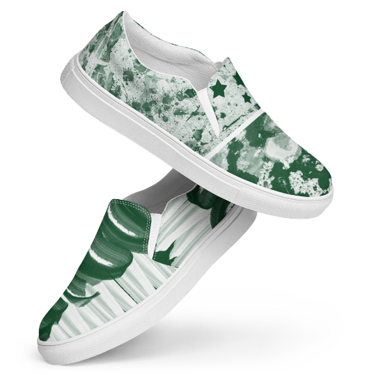 Say hello to "theGreenOnes" the green and white Women Canvas Slip on Shoes inspired by the flag of Pakistan. These kicks provide a comfortable, colorful, fun,alternative to the shoes players wear to and from practices, games and most of all tournaments.