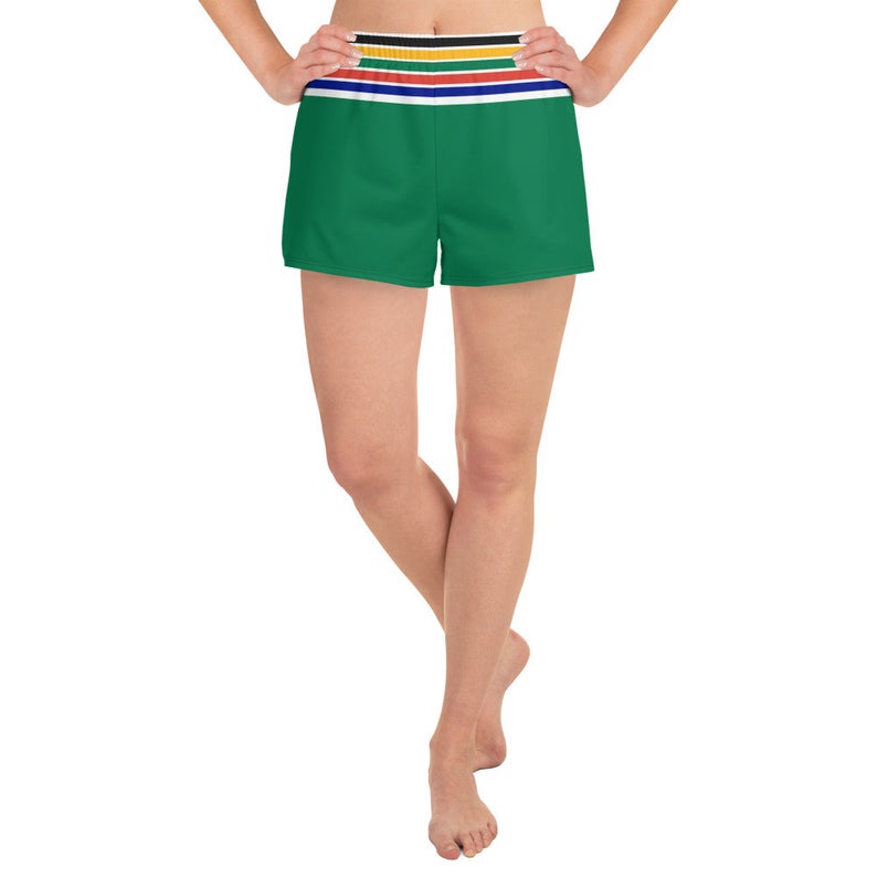 The designs for our South Africa flag inspired sports bra and shorts sets come in amazing patterns and trendy designs which make for really cute volleyball outfits.