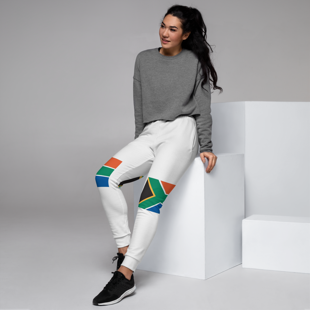 White jogger pants inspired by the flag of South Africa by Volleybragswag