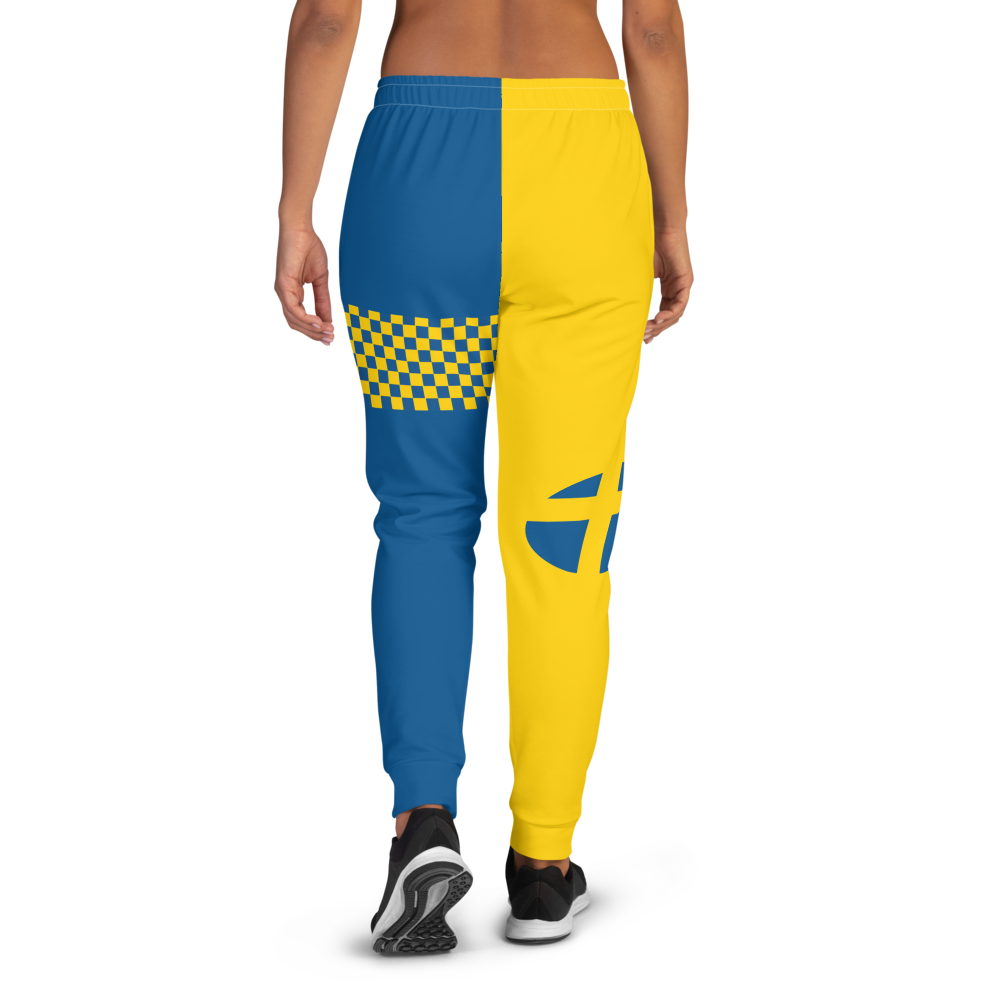 Yellow jogger pants inspired by the national flag of Sweden available Spring 2021.