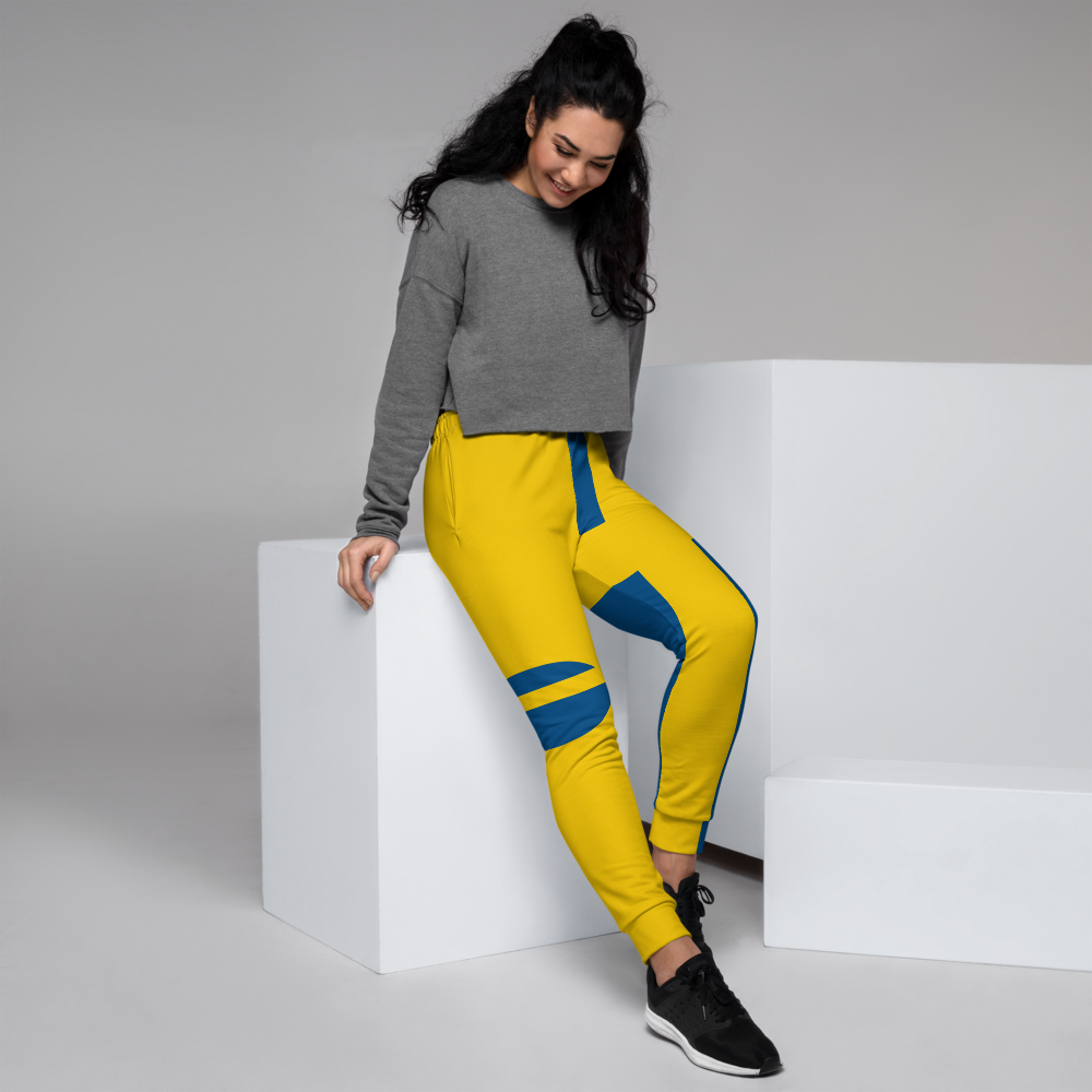 Yellow jogger pants inspired by the national flag of Sweden available Spring 2021.