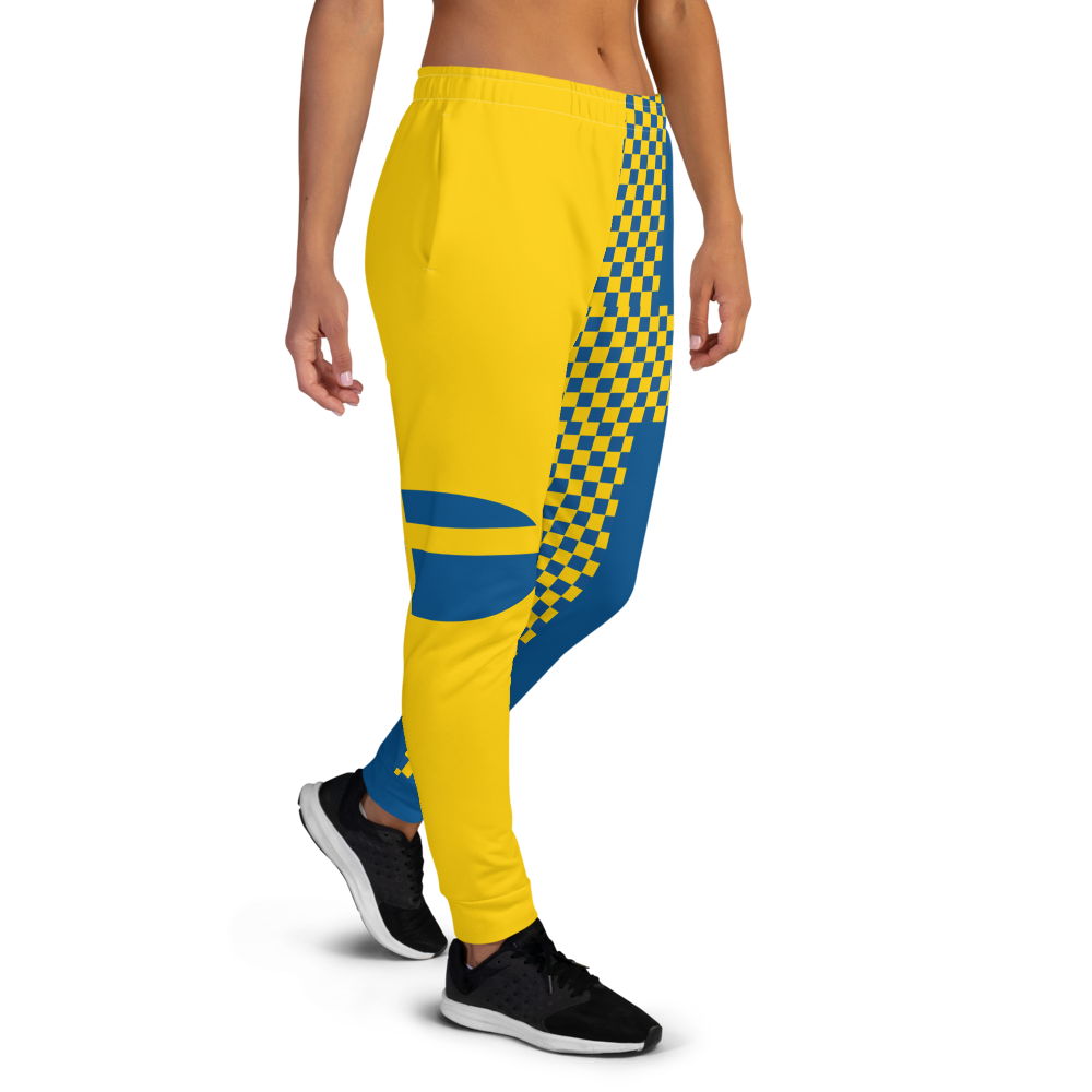 Yellow Jogger Pants For Women and Girls With Designs Inspired By The National Flag Of Sweden