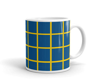 Yellow and blue volleyball mugs inspired by the national flag of Sweden available Spring 2021.