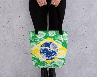 Tote Bags - Create A Cute Beach Volleyball Outfit With Brazil Flag Inspired Designs by Volleybragswag