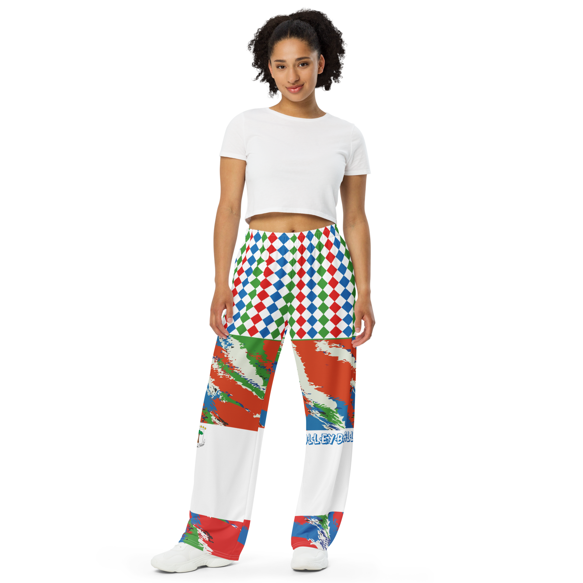 volleyball pj pants red green blue white
