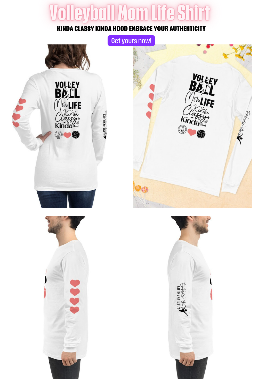 These aren't just shirts - they're a symbol of the grit and grace that Vegas volleyball moms bring to the court and beyond. With uplifting messages and stylish designs, they remind you of your own resilience and the vital role you play in your player's development. In a landscape where only the strong survive, you're the force that helps your player thrive. Volleyball Phrases For Volleyball Tshirts: Volleyball Mom Life, 
Kinda Classy Kinda Hood Embrace Your Authenticity Peace Love Volleyball Shirts