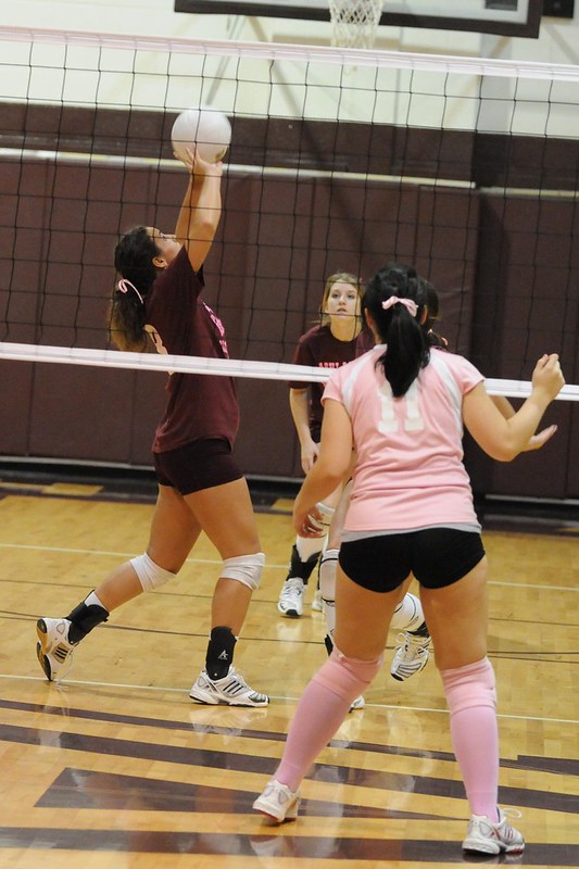 A set is an overhand contact of the ball, usually the second contact in a rally, made after a pass in serve receive or after a dig in defense. (photo by Dan Morgan)