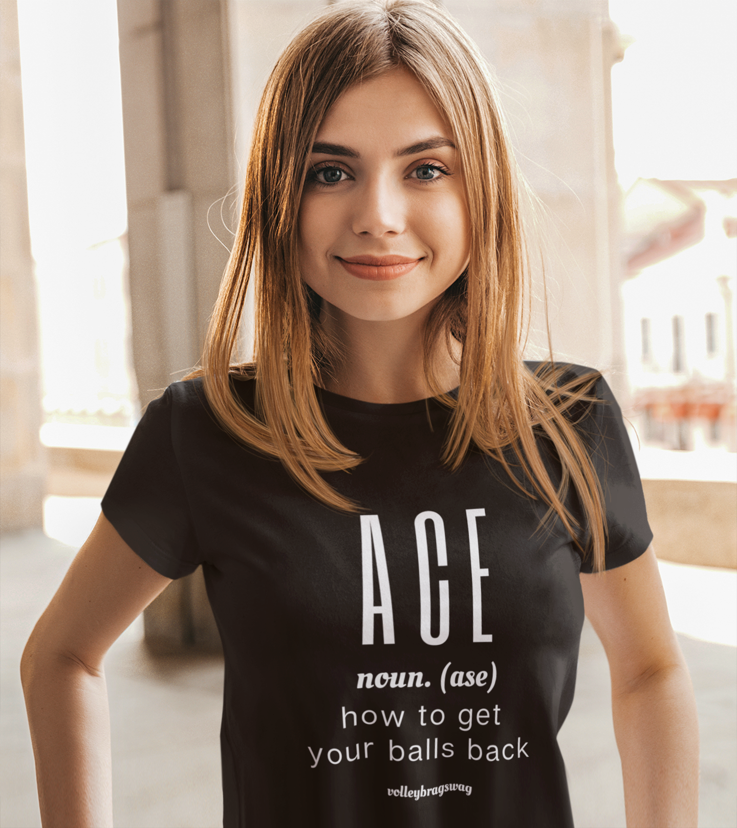 ACE (noun) How To Get Your Balls Back shirt by Coach April is one of the funny volleyball t shirt quotes featured in the Volleybragswag Got Balls Collection  available on Amazon.