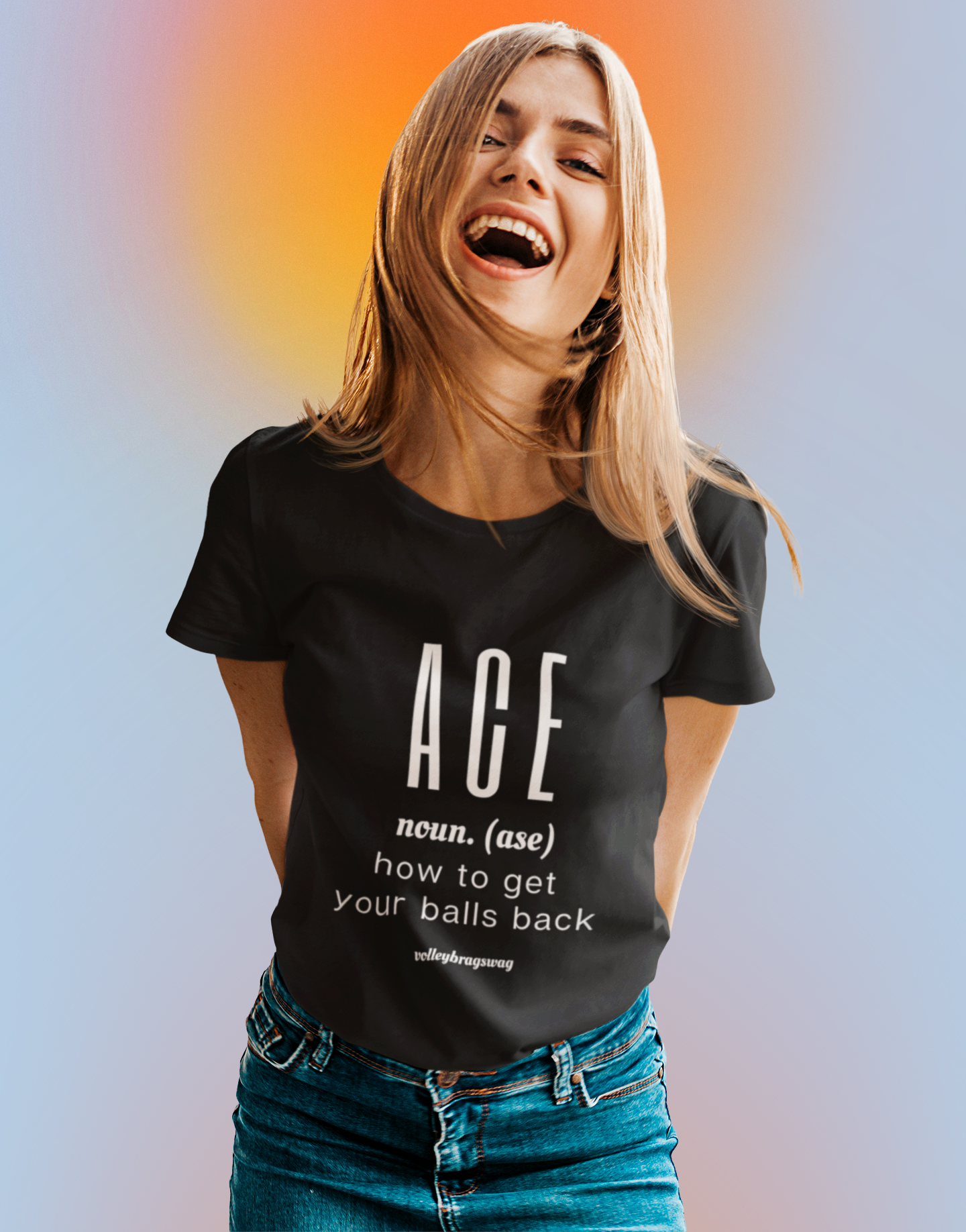 ACE (noun) How to Get Your Balls Back volleyball shirt. April Chapple, Launches a Hilarious Volleyball T-shirt Line With Fun Tongue-in-Cheek Designs sure to make players and enthusiasts laugh.