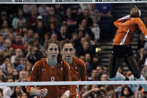 Blocking in volleyball is the first opportunity the players on the serving team have to stop the opposing team from attacking, spiking into your court. (Aaron Vazquez)