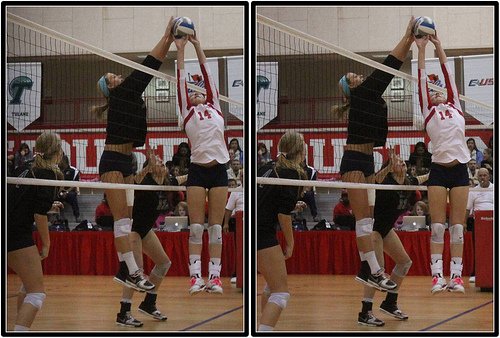 Blocker in Volleyball: 4 Things You Can't Do When Blocking On The Net....Volleyball Foul. Blocking the setter while she's setting the ball.  Photo by Michael E. Johnston