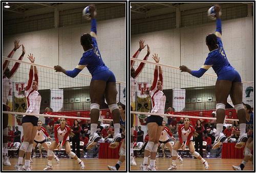 Attacking in volleyball means when a hitter is set a ball they take a 3 or 4 step spike approach before jumping in the air before swinging at a ball to propel into the opposing team's court.