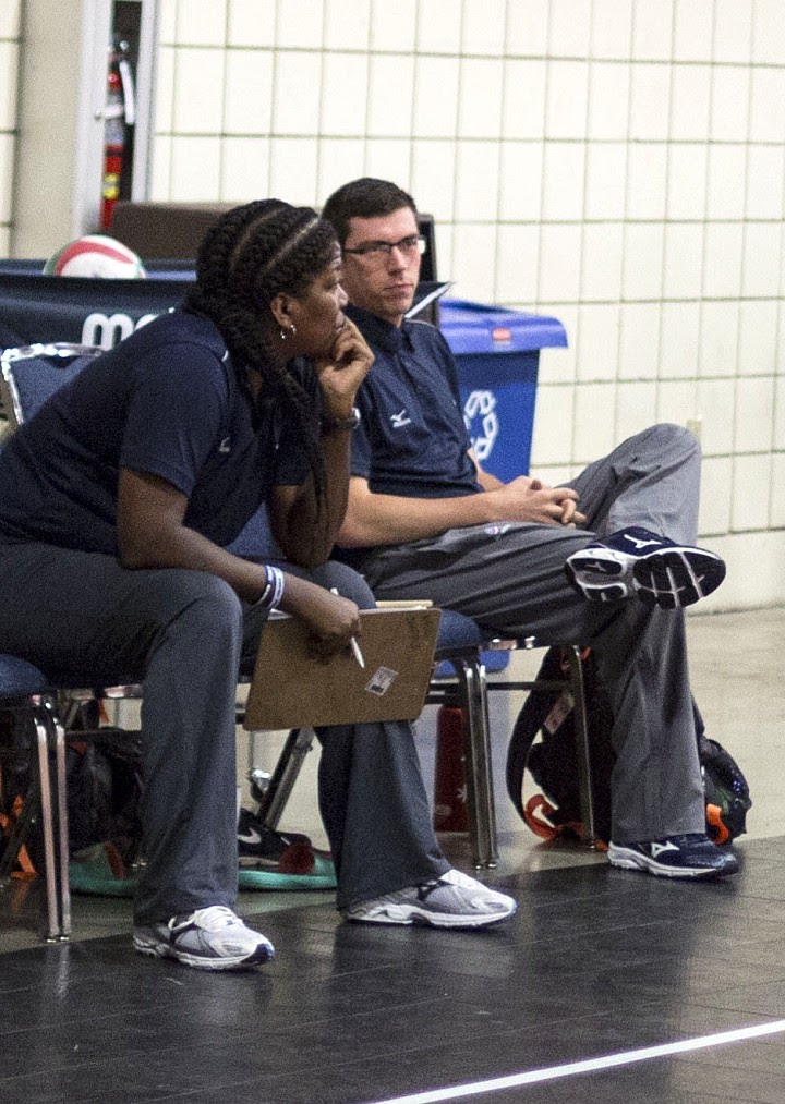 About April Chapple, Coaching at the USA High Performance Volleyball Championships, Fort Lauderdale, FL 2016.