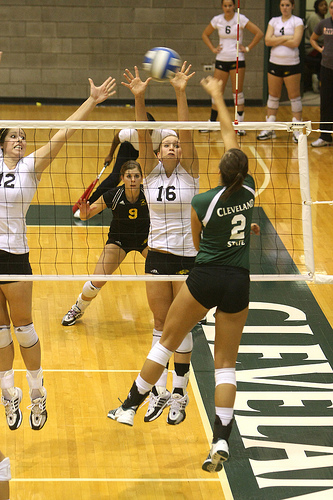 Types of Volleyball Hits- A kill is registered when a player has scored a point or a sideout by successfully attacking or hitting the ball onto the opposing team's court. (Ralph Arvesen)
