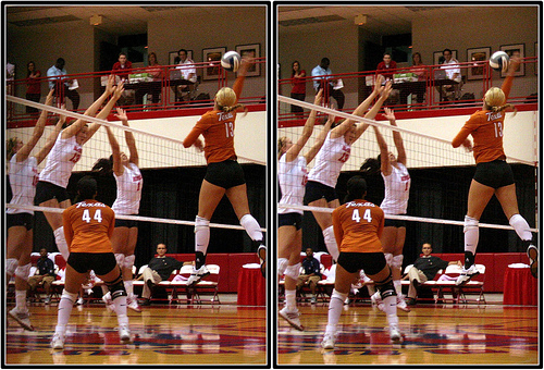 A Beginners Guide To Volleyball Blocking A Step By Step Block Tutorial.
The Houston middle blocker at the peak of her jump penetrates the net with her arms sealing the net. The outside blockers help out in the middle against the Texas middle attack. (Michael E. Johnston)