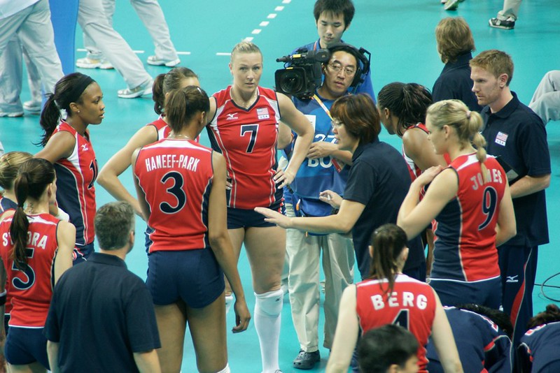 Lang Ping "the Iron Hammer" gives instruction to the US volleyball squad at the 2008 Olympics 
Lang's coaching journey stretches beyond China's borders. She has served as a coach for the United States Women's National Team, contributing to their silver medal accomplishment at the 2008 Beijing Olympics.
(photo by b cheng)