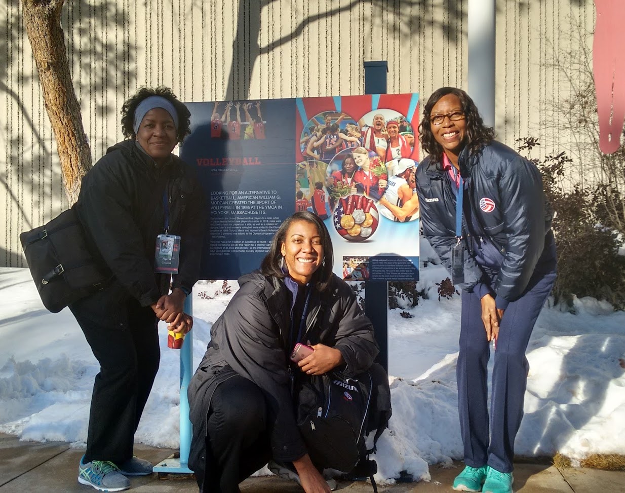 USA National and Olympic Team Players from left right April Chapple (Me) 4x Olympian Danielle Scott and 2x-time Olympian Kim Oden at USA Olympic Training Center.