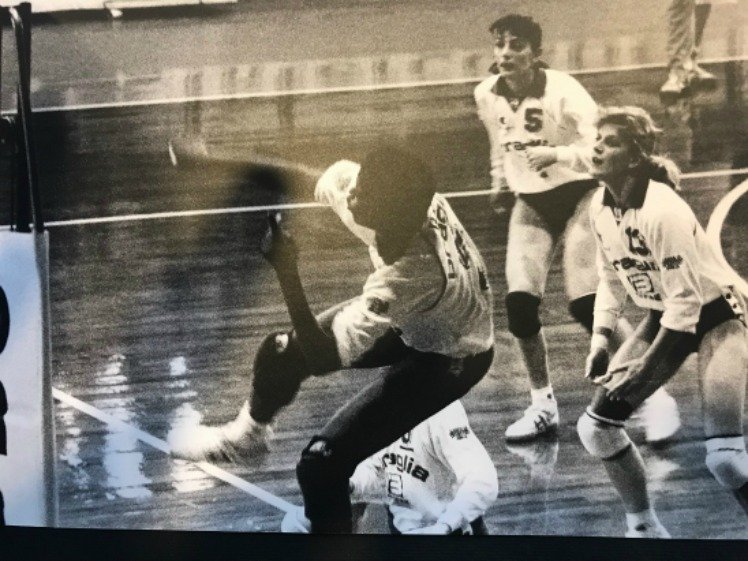 How To Spike Volleyball Balls: Coach April spiking the ball hard in the Italian Division I championship finals.