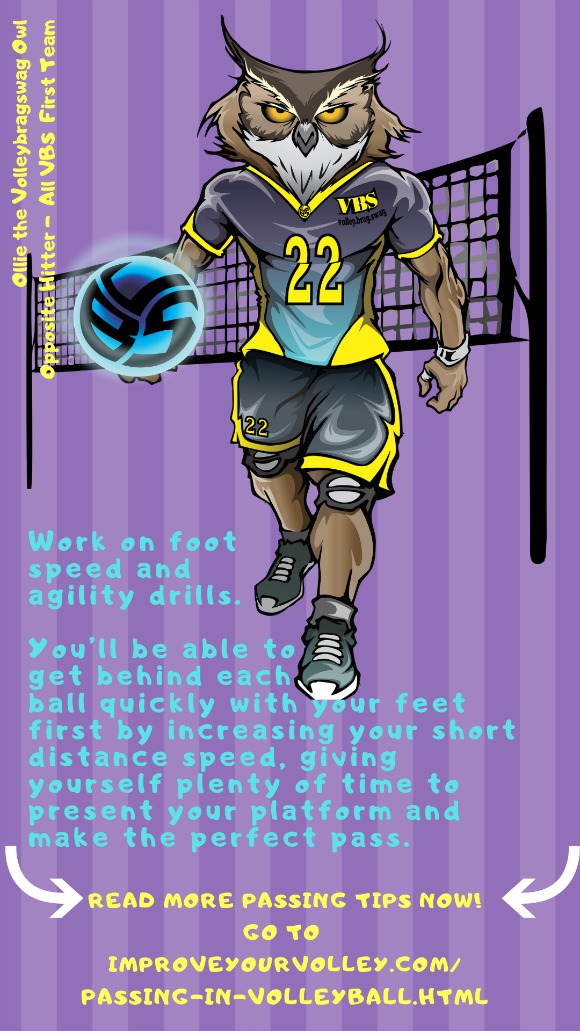 Improve Your Passing Tips: Work on speed and agility drills so you can move quickly to get to balls in serve receive.