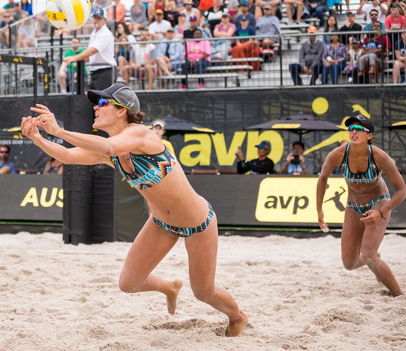 Beach Volleyball Serving: By serving deep corners the player closest to the ball is forced to turn their body and shoulders from the net to 'go chase" the ball " (R. Aversen)