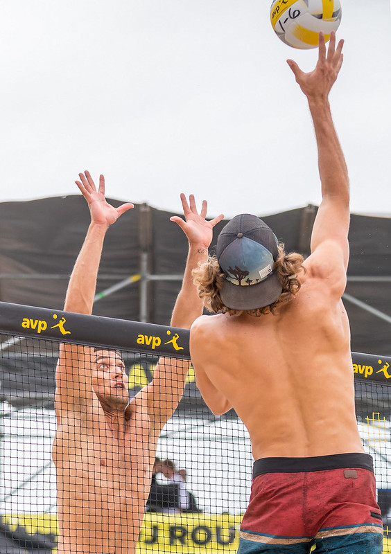 Beach volleyball blocking at the net at the Austin Open. (Ralph Aversen) These original Volleybragswag volleyball blocking quotes celebrate the players who stop the ball at the net.