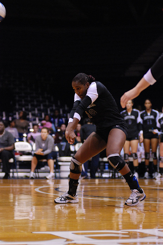 Volleyball Pass Techniques: Keep visually tracking the ball, keeping your eyes on it as it crosses the net and as the ball travels closer and closer towards you.