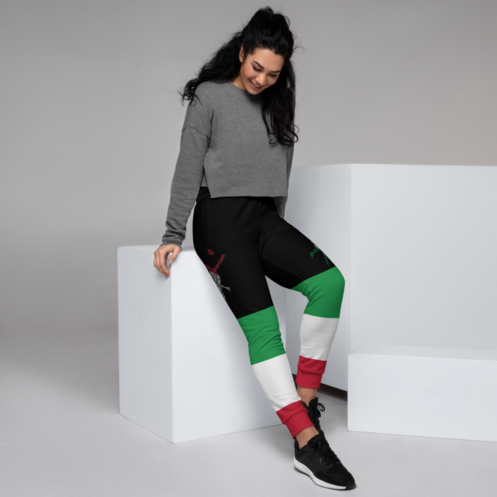 Black Jogger Pants With Designs Inspired By The National Flag Of Italy by Volleybragswag