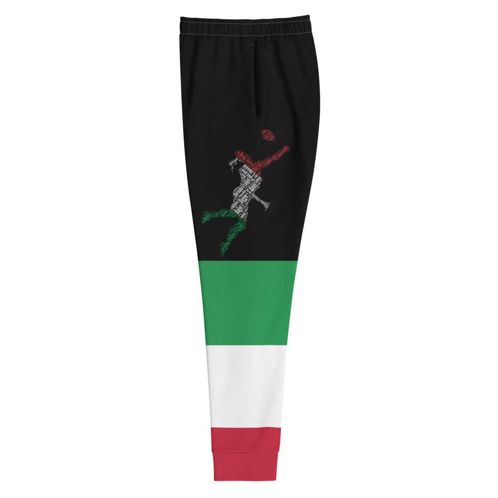 Black Jogger Pants For Women and Girls With Designs Inspired By The National Flag Of Italy