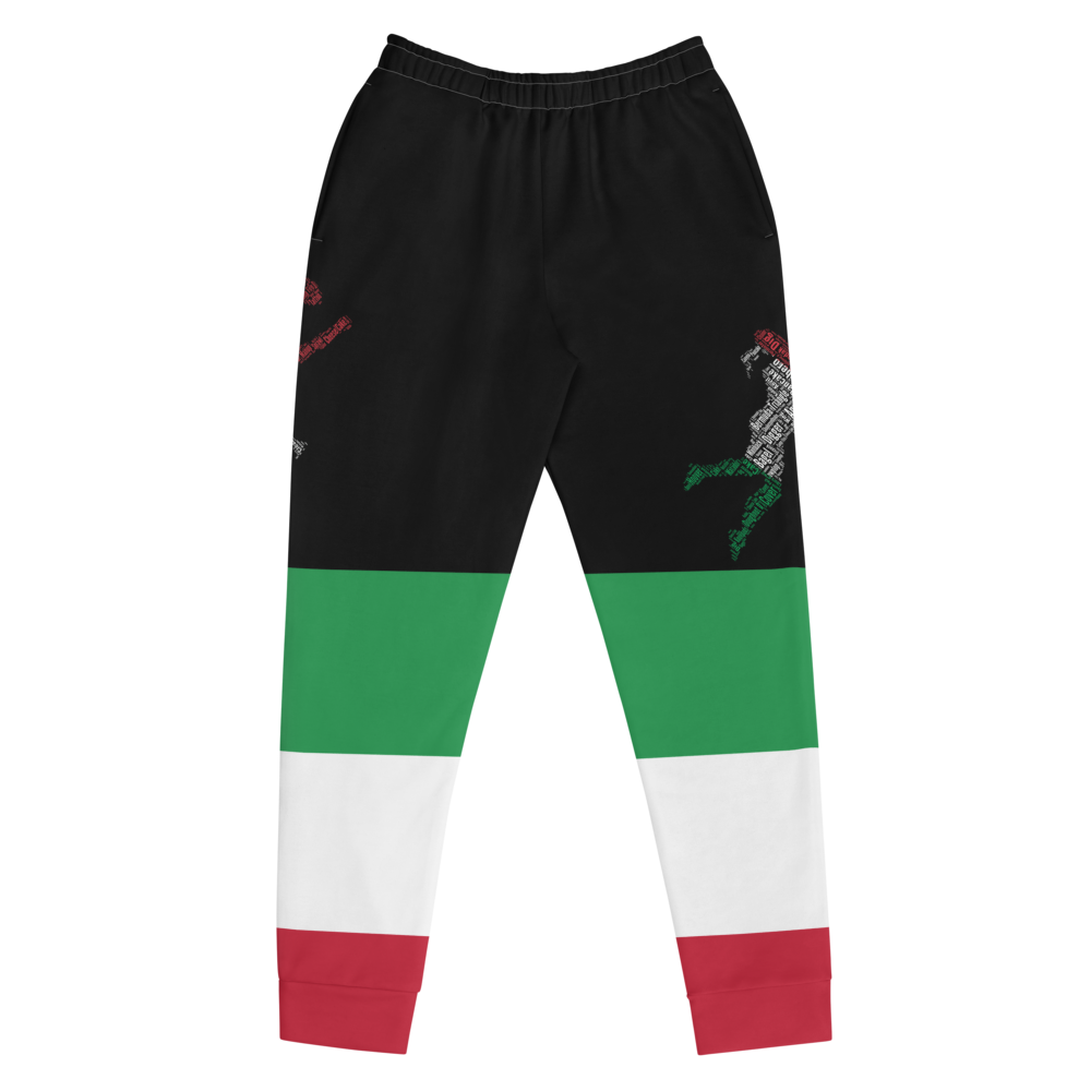 Black jogger pants inspired by the Flag of Italy by Volleybragswag.
