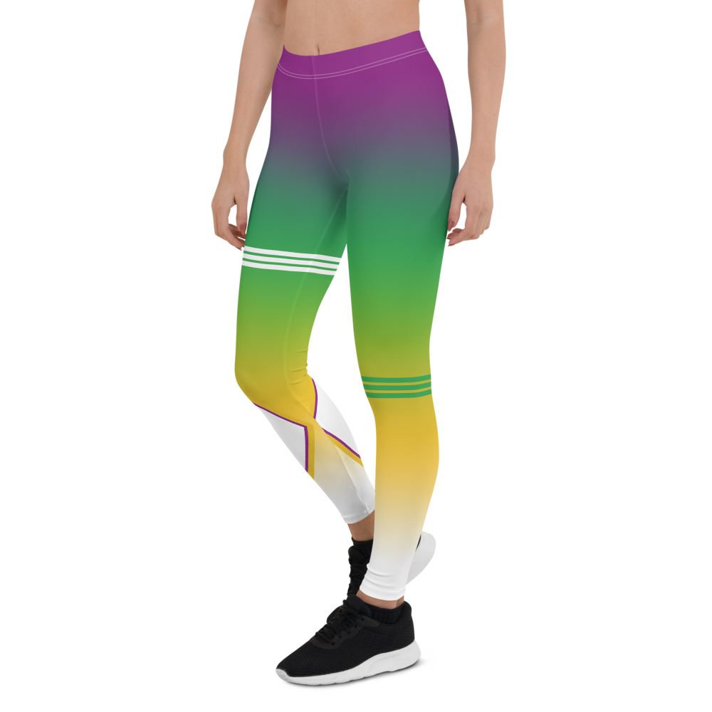 Volleybragswag Brazilian Volleyball Libero Flag Word Art Design is featured on volleyball tights that honor Brazilian liberos with all over purple, green, yellow white gradient print