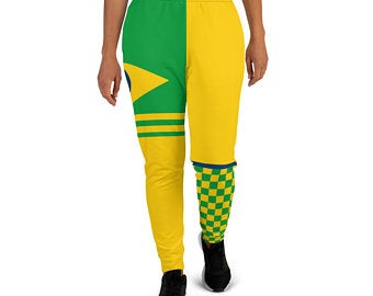 These Volleybragswag green and yellow joggers pants womens sweatpants options for players inspired by the Brazilian Flag