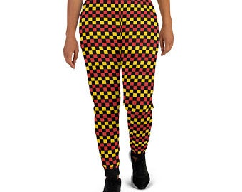 The Best Jogger Pants For Travel Are Colorful Womens Sweatpants with Pockets with designs inspired by the Tokyo Olympics World flags..(German flag inspired joggers)