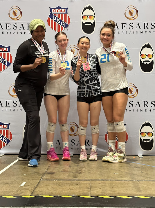 In It To Win It Tournament Champions- starting team members: Myla (outside hitter), Athena (libero), Sofia (outside hitter): And just this past weekend, my Vegas Volley 18s team experienced that same kind of breakthrough, winning our club's first-ever gold medal at the In It To Win It Tournament.