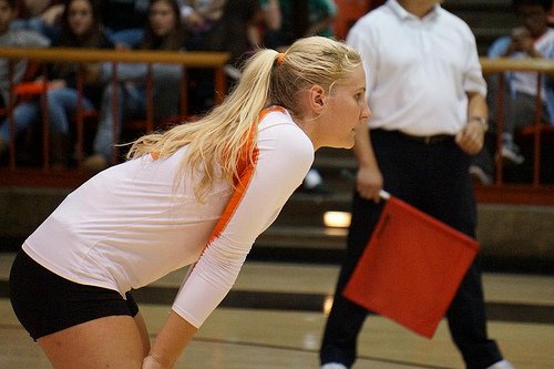 One of the important volleyball passing cues to improve ball control is to keep your eyes on the ball when in the server's hands before it crosses the net.  