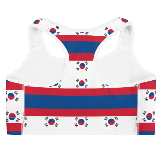 This gorgeous sports bra with colors inspired by the national flag of Korea is made from moisture-wicking material that stays dry during low and medium intensity workouts.