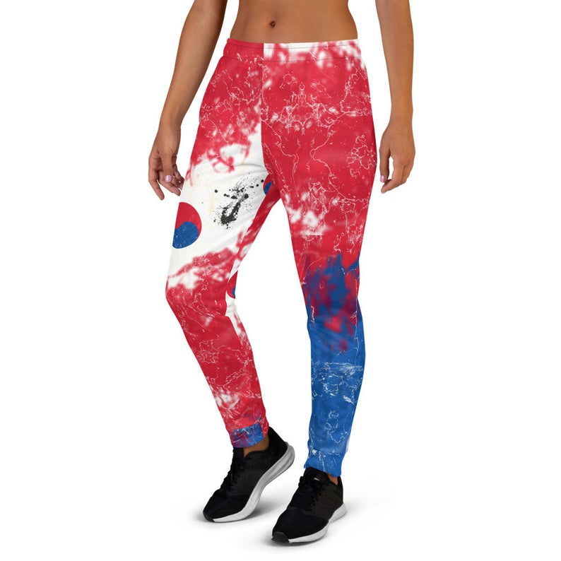 Volleybragswag Has Women's Sweatpants with Pockets That're Tie Dye Jogger Pants Inspired by the Korean Flag