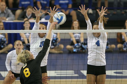 An important blocking in volleyball tip is to watch the hitter you are going to block.