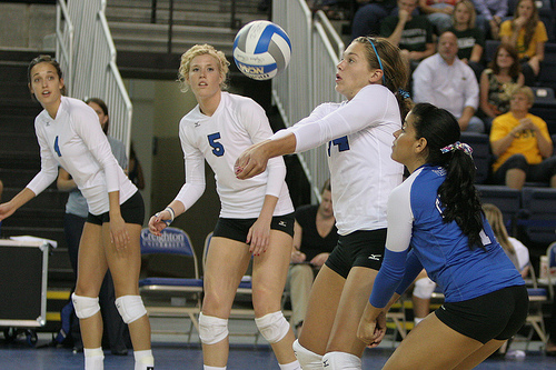 How to Pass In Volleyball: One common mistake passers make is to pull their shoulders back behind their knees when they make contact with the ball while passing.