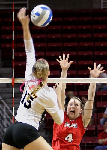 Volleyball Positions: Wichita State Shockers Outside Hitter Attacking Against Illinois State  Photo by Bill Shaner