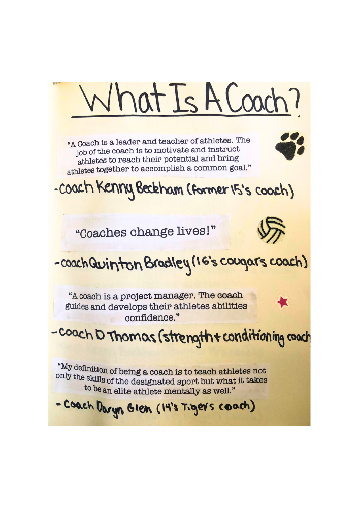 April Chapple Volleyball Coach Testimonials - A coach is a leader and teacher of athletes. The job of the coach is to motivate and instruct athletes to reach their potential and bring athletes together to reach a common goal. -Kenneth Beckham