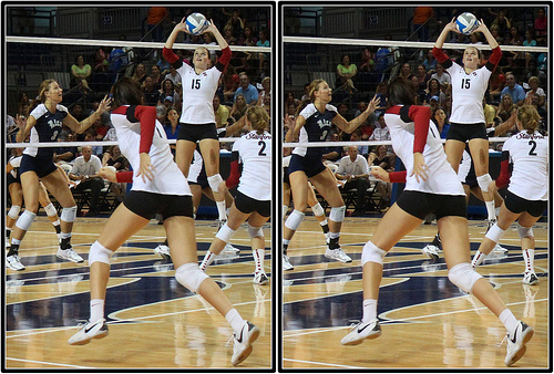 Volleyball Court Size: Stanford Setter Running The Offense From The Right Front/Zone 2 Position photo by Michael E. Johnston