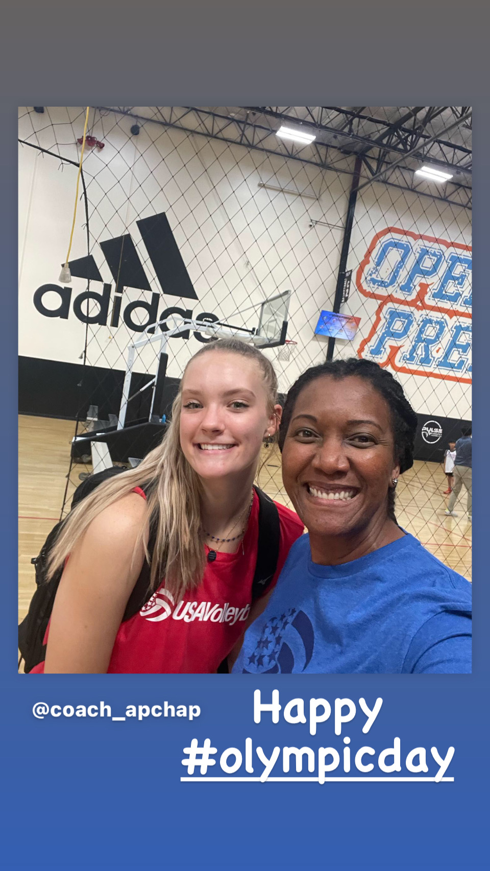 photo-BYU Kate Pryor with my friend 5-time USA Olympian middle blocker Danielle Scott-USA Collegiate National Team