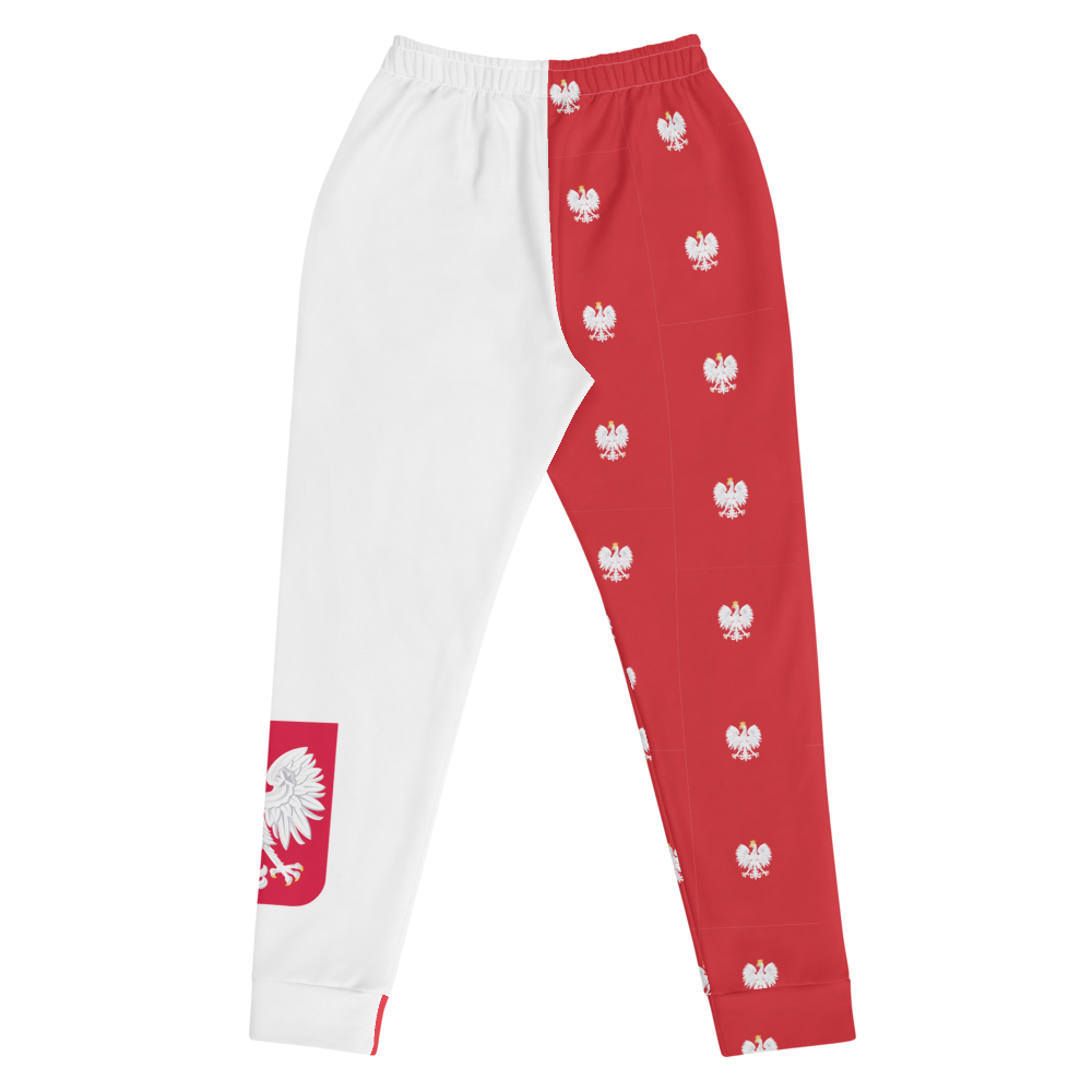 The Best Jogger Pants For Travel Are The Most Comfortable Sweatpants with Pockets with Volleybragswag designs inspired by the Tokyo Olympics World flags..(Poland flag inspired joggers)