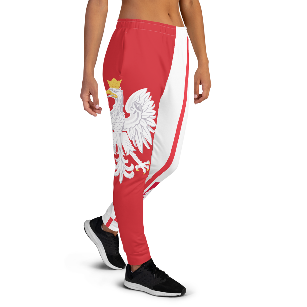 The Best Jogger Pants For Travel Are The Most Comfortable Sweatpants with Pockets with Volleybragswag designs inspired by the Tokyo Olympics World flags..(Poland flag inspired joggers)