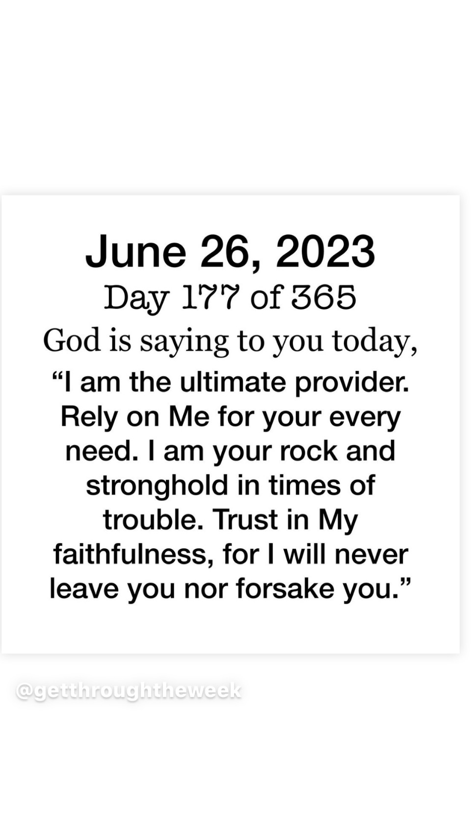 Volleyball inspirational Quotes About how To Get Through The Week..God is saying to you

"I am the ultimate provider. Rely on me for your every need. I am your rock and stronghold in times of trouble. Trust in my faithfulness, for I will never leave you or forsake you.