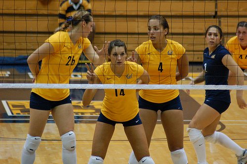 Here's How To Learn Volleyball Rotations Positions and the 6 Zones 
Cal Berkeley Volleyball Players On Defense about to switch to their specialized positions (photo by RRaiderstyle)
