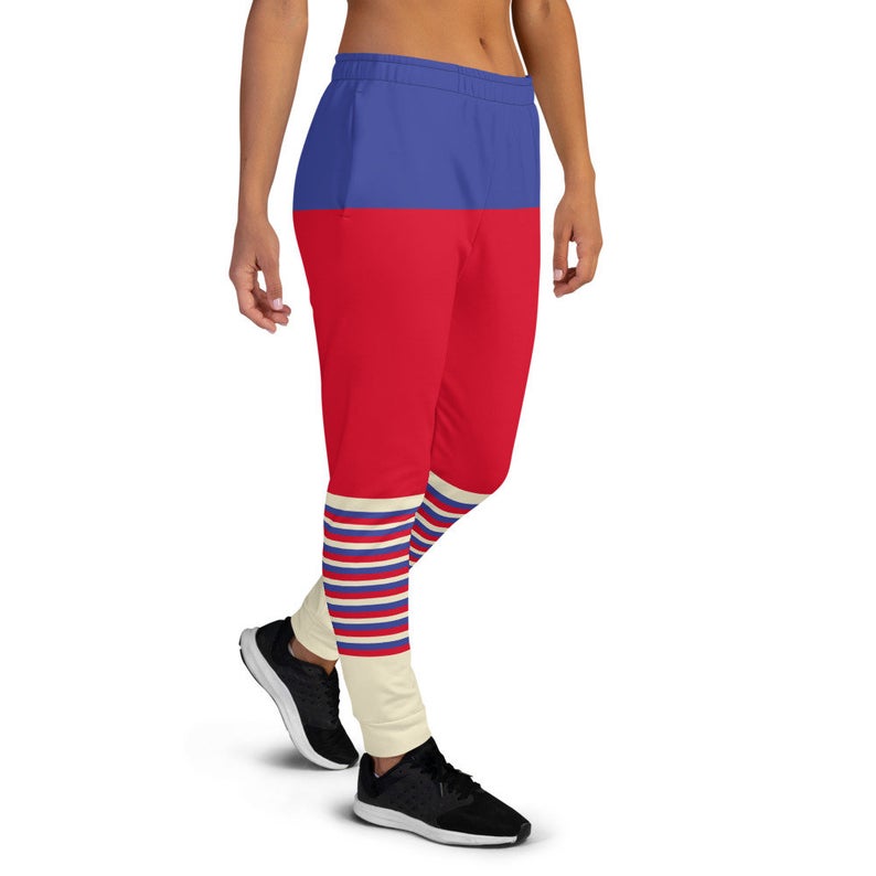 These ideas for cute outfits with sweatpants have to be comfortable, colorful and stylish in order to be part of the Volleybragswag brand.  ..(Russia flag inspired joggers)